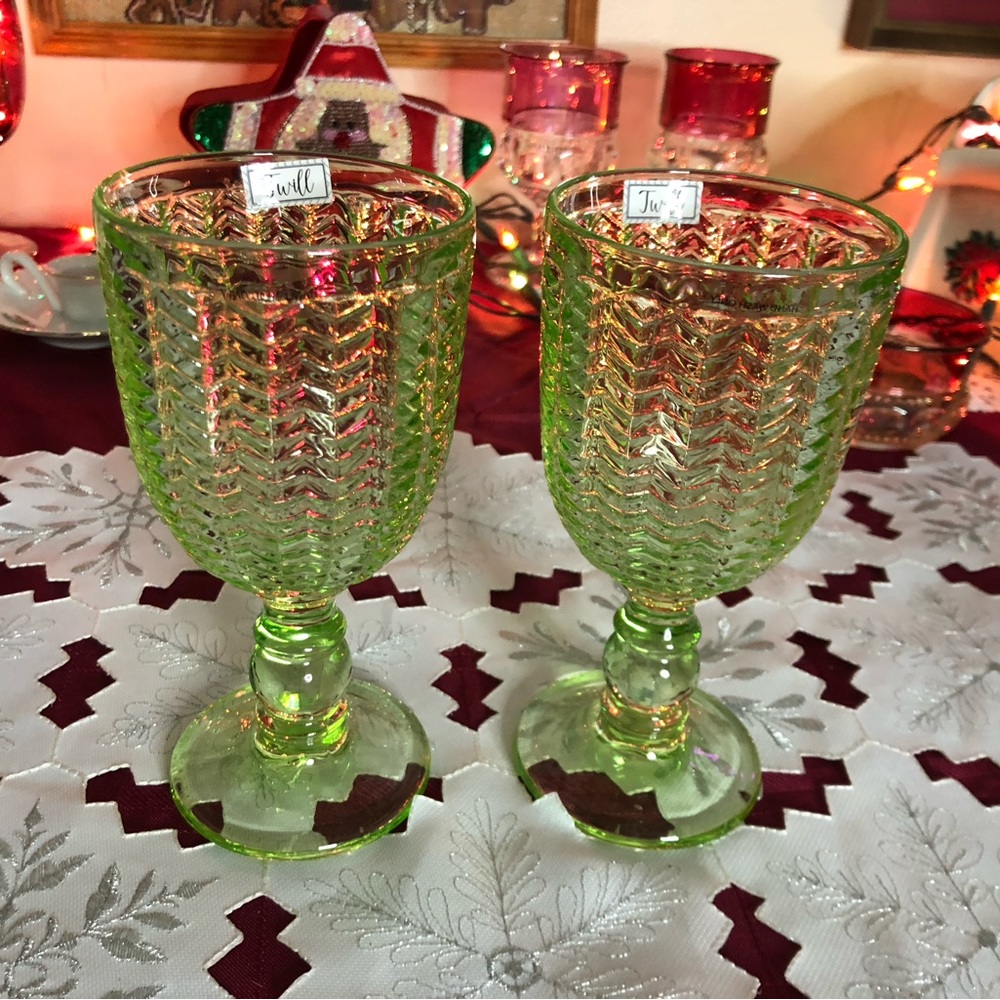 VTG Godinger Twill Emerald Wine goblets - Picture 3 of 7